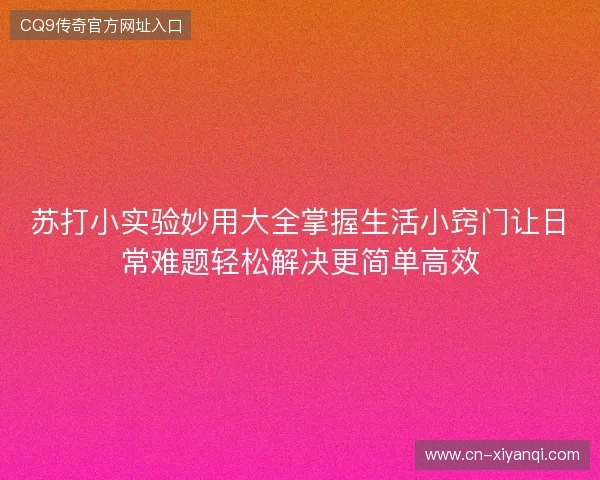 苏打小实验妙用大全掌握生活小窍门让日常难题轻松解决更简单高效