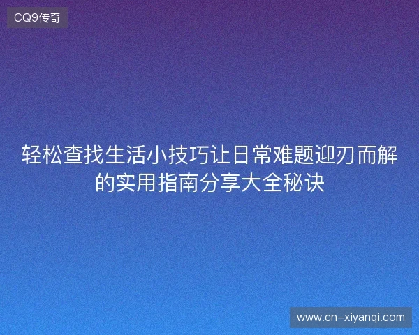轻松查找生活小技巧让日常难题迎刃而解的实用指南分享大全秘诀